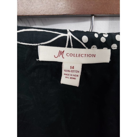 JM Collection Black Blue Floral Boho A Line Midi Skirt 14 - Picture 6 of 7